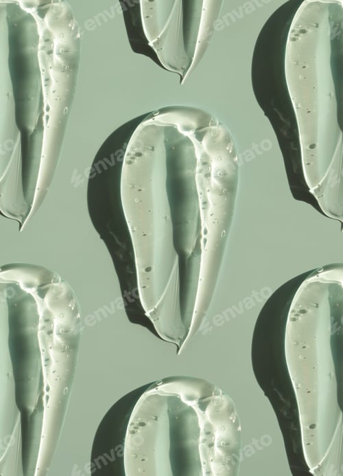 Preview: cosmetic smears cream gel texture on a green background