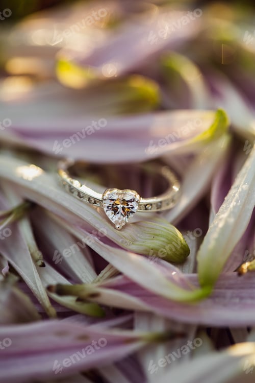 Preview: Selective closeup focus shot of a beautiful silver ring on the shell during daytime