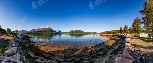 Preview: Beautiful Nature Norway natural landscape. View of the campsite to relax.