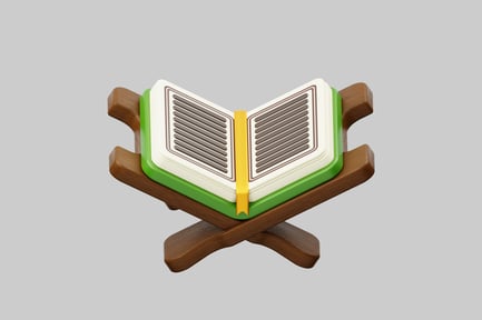 Preview: Quran open on wooden stand