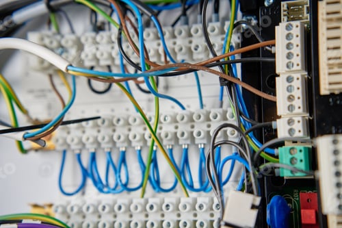Preview: Electrical wires connecting to electrical circuit board in distribution box