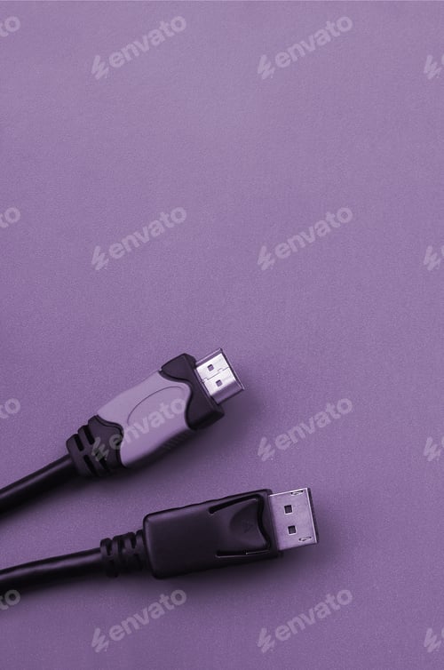 Preview: Audio video HDMI computer cable plug and 20-pin male DisplayPort