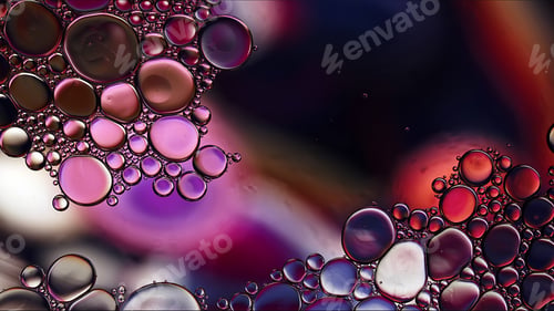 Preview: Abstract Colorful Food Oil Drops Bubbles and spheres Flowing on Water Surface