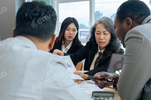 Preview: Diverse business people meeting and strategy in planning, team discussion or sharing idea at office