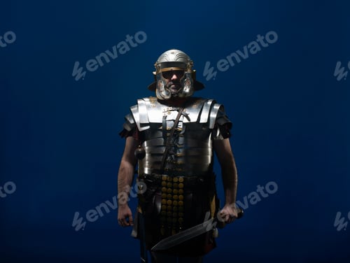 Preview: Studio portrait of roman soldier with sword
