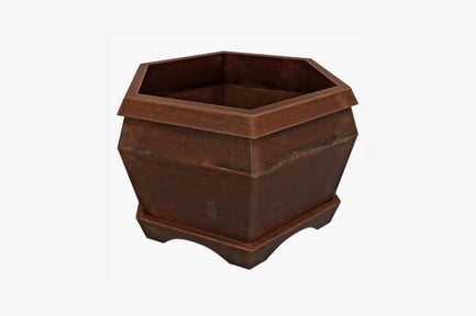 Preview: Hexagonal dark wood planter with side openings