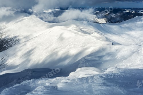 Preview: Fantastic winter landscape with snowy hills