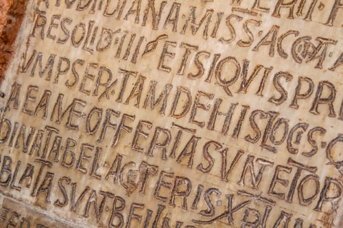 Preview: Precious writing in the Bocca de la verita in Rome. Italy