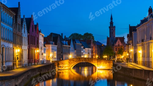 Preview: Bruges night cityscape, Belgium
