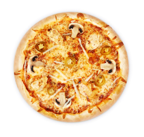 Preview: Overhead Shot of Delicious Pizza with Chicken
