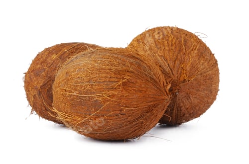 Preview: Whole coconut close up isolated on white background