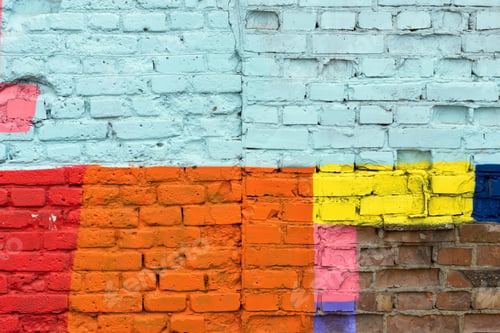 Preview: The Old Textured Surface Of A Brick Wall With Multicolored Spots For Vintage Background Or For