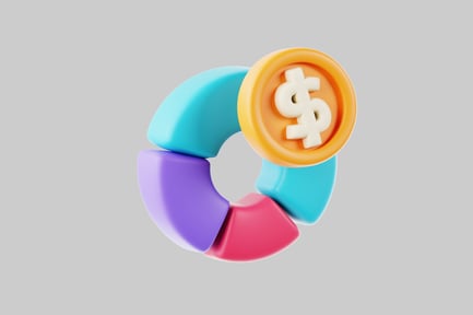 Visualização: Círculo segmentado com símbolo de moeda