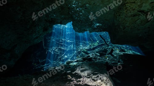 Preview: water scape of a cenote taken underwater