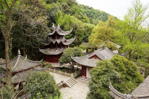 Preview: Traditional clay roof of ancient chinese Lingyin temple,closeup.