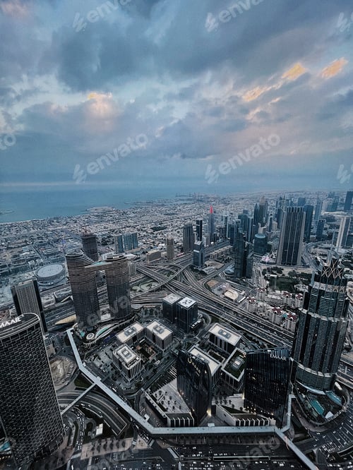 Preview: Skyscrapers in the city during evening and night lights