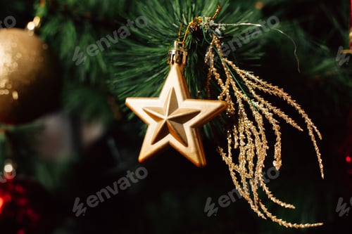 Preview: Golden star on Christmas tree