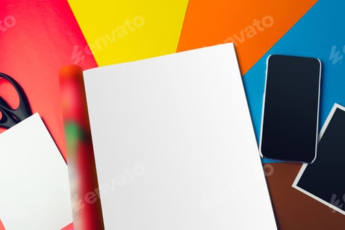 Preview: Business card blank over colorful abstract background.