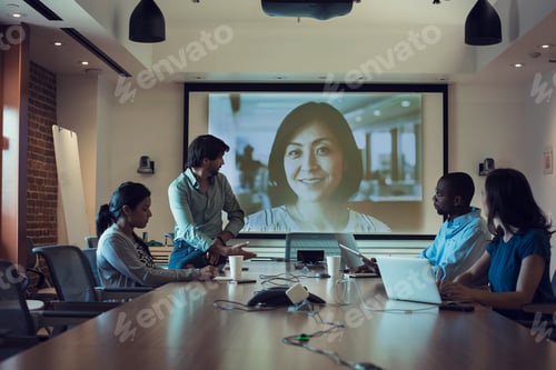 Preview: Business people having a video conference in board room