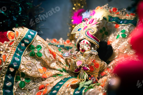 Preview: Idol of Hindu god Lord Krishna decorated at home on the occasion of Janmashtami