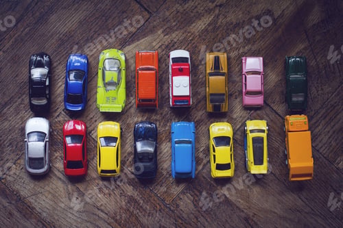 Preview: assorted colorful car collection on floor