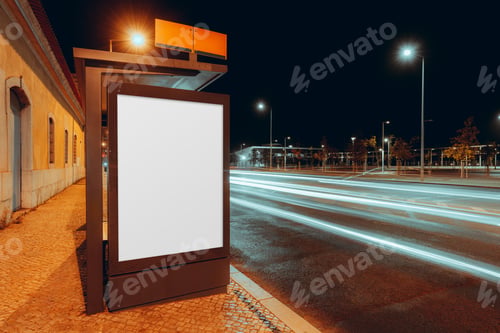 Preview: Night billboard mock-up city street
