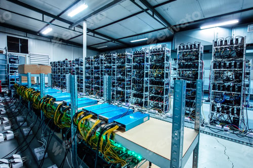 Preview: Bitcoin and crypto mining farm. Big data center.