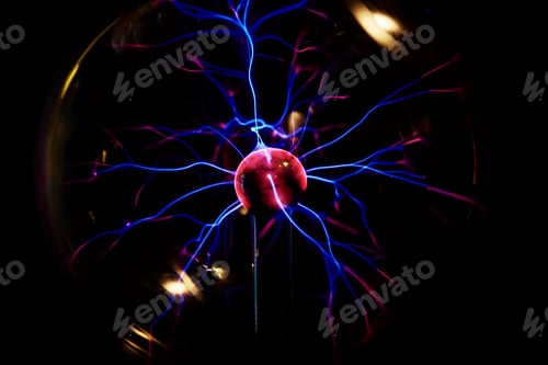 Preview: Plasma ball with energy rays on dark background