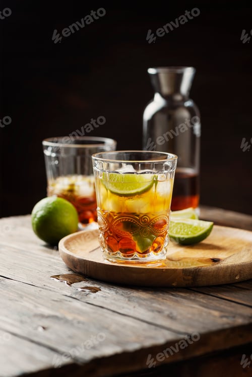 Preview: Strong golden rum with lime and ice