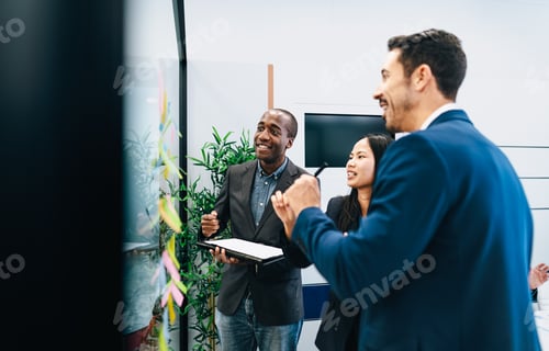 Preview: Multiracial business team working in modern office - Entrepreneurship and teamwork concept