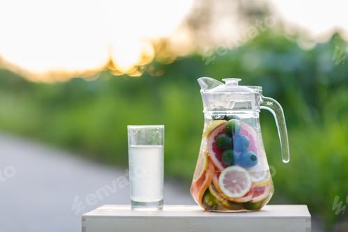 Preview: ⭐️⭐️⭐️ Nominated ⭐️⭐️⭐️
glass decanter with lemonade from fresh citrus (lemon