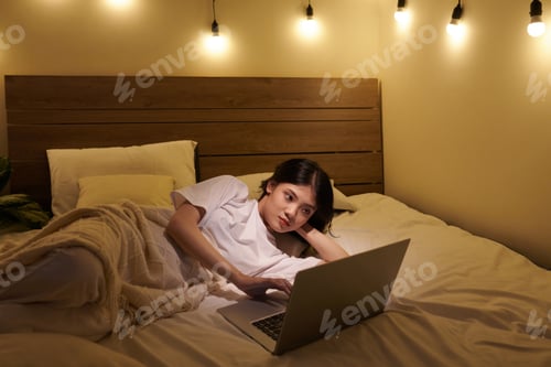 Preview: Girl Watching Show on Laptop