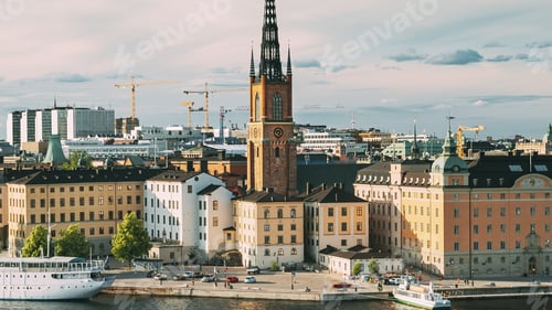 Preview: Stockholm, Sweden. Gamla Stan Is Famous Popular Place And Destination Scenic. Riddarholm Church In