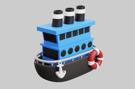 Preview: Cartoonish blue tugboat