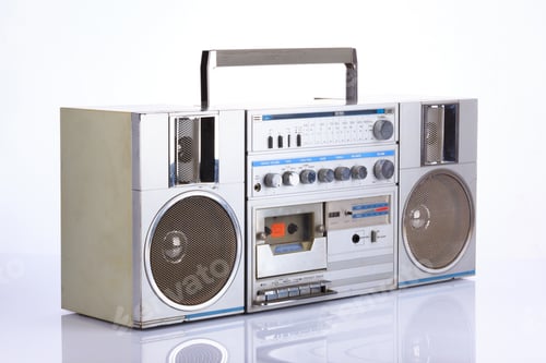 Preview: Stylish retro boombox on white