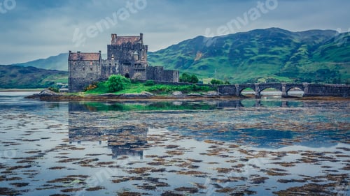Preview: Sunset over lake at Eilean Donan Castle, Scotland