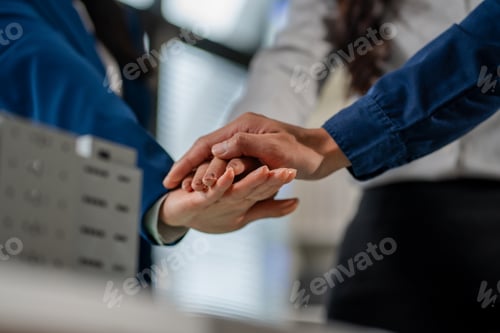 Preview: Close up business people, support and unity, team strength and power