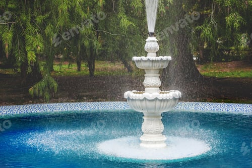 Preview: Beautiful fountain in the summer park, Gagra