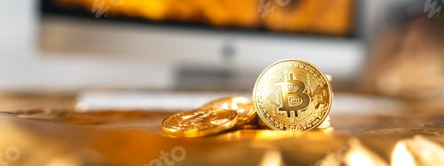 Preview: Cryptocurrency golden bitcoin image for crypto currency