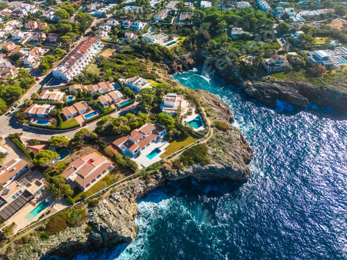 Preview: Aerial drone view of Torre del Ram, Manorca, Spain