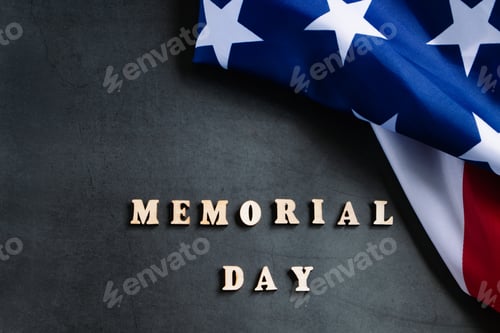 Preview: American Flag Display with Memorial Day Message