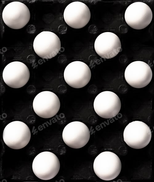 Preview: White Eggs Pattern on Dark Background. Top Down View