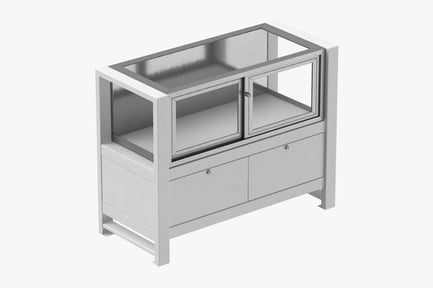 Preview: White Wood & Glass Display Counter with Drawers