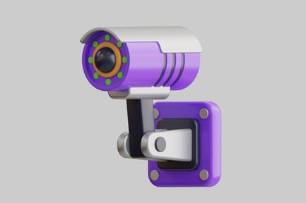 Preview: Security camera with purple and white color scheme