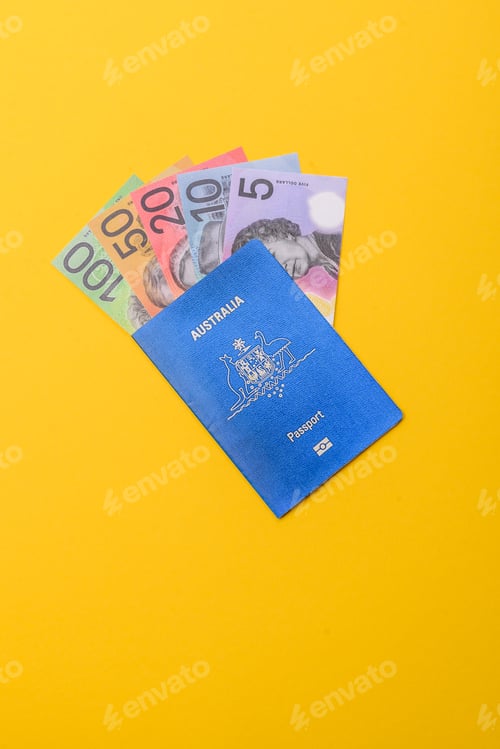 Preview: Australian passport for travelling, flying and doing business. Australia document, id