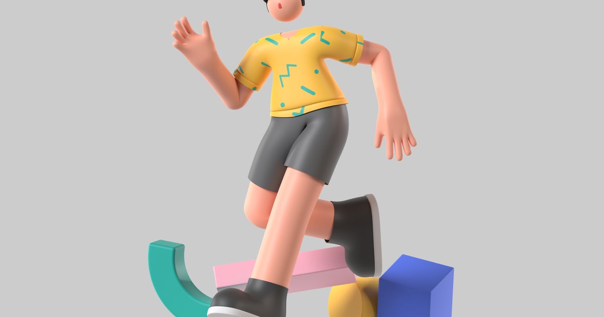 Stylized Running Figure with Geometric Obstacles 3D, Incl. action ...