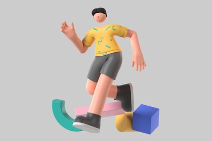 Preview: Stylized Running Figure with Geometric Obstacles