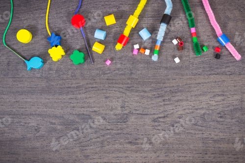 Preview: Thread, creative sticks and beads used to making bracelets, learn counting and arranging shapes