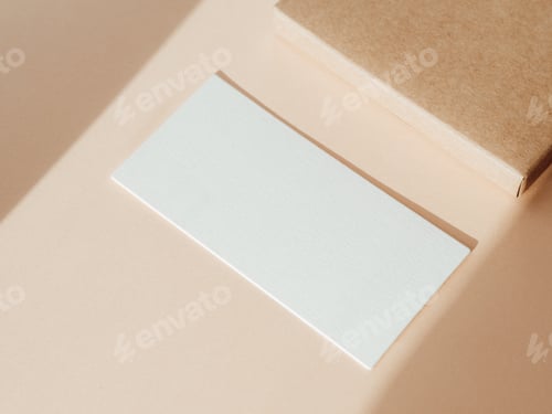 Preview: White blank card for the design branding identity mockup on beige background