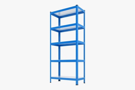 Preview: Industrial Five-Shelf Blue Steel Storage Rack